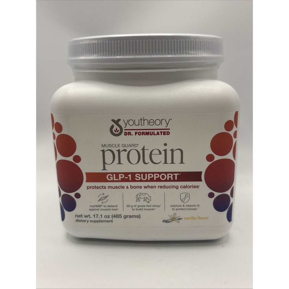 Youtheory Muscle Guard Protein Vanilla Whey Supplement 17.1 oz